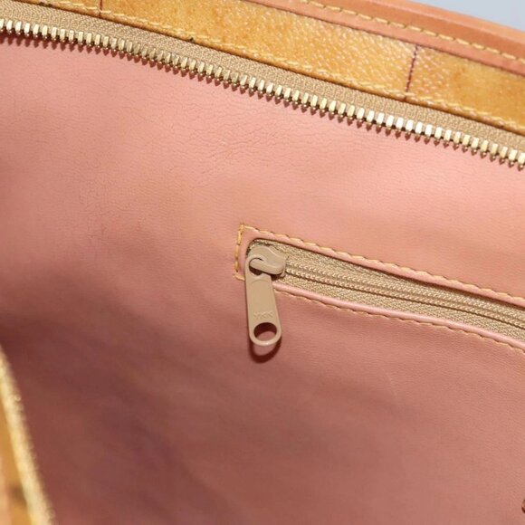 PRIMA CLASSE Hand Bag Leather PVC Beige Brown gold Auth - Picture 14 of 16